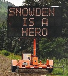 'Snowden is a Hero' hacked CDOT road sign